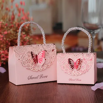 50 шт Свадебная коробка конфет креативная полая резная складная бабочка свадебный сладкий подарочный пакет изысканная коробка конфет принадлежности для вечеринок