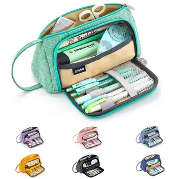 Angoo [Чистый] цветной пенал, сумка для ручек с несколькими слотами, Большая сумка для хранения, органайзер для канцелярских принадлежностей, косметический дорожный кошелек A6443