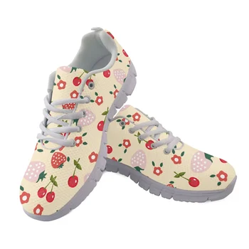 Yikeluo / Женские сетчатые дышащие повседневные кроссовки с фруктовым принтом, обувь на шнуровке, Женские кроссовки на платформе, Женская обувь Zapatos
