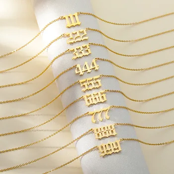 Ожерелье с номером Ангела, ожерелье с годом, изготовленное на заказ, Ожерелье с 444 Подвесками из нержавеющей стали, Ожерелье с пользовательским именем для женщин и мужчин