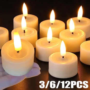Светодиодные Беспламенные электронные свечи на батарейках Мигающие Чайные свечи Tealight для украшения Дня Рождения Свадьбы