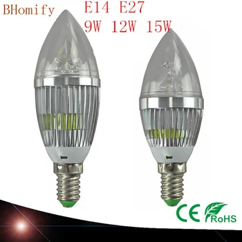 Светодиодные лампы-Канделябры candle light E14 E27 9W 12W 15W Теплая/Природная/Холодная Белая лампа с регулируемой яркостью 110V220V Светодиодные лампы CE ROHS